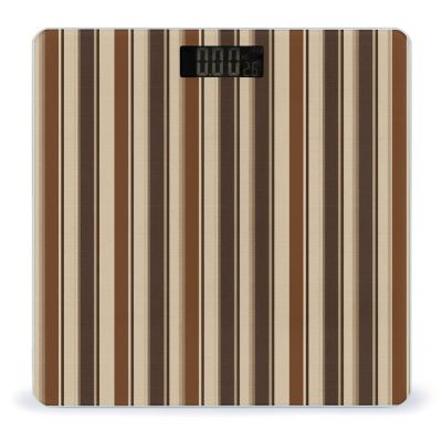 Brown Stripe Digital Bathroom Scale for Body Weight with High Precision Digital Weighing Scale with BMI Clear LCD Display and Step-On Measures Weight Up to 180kg