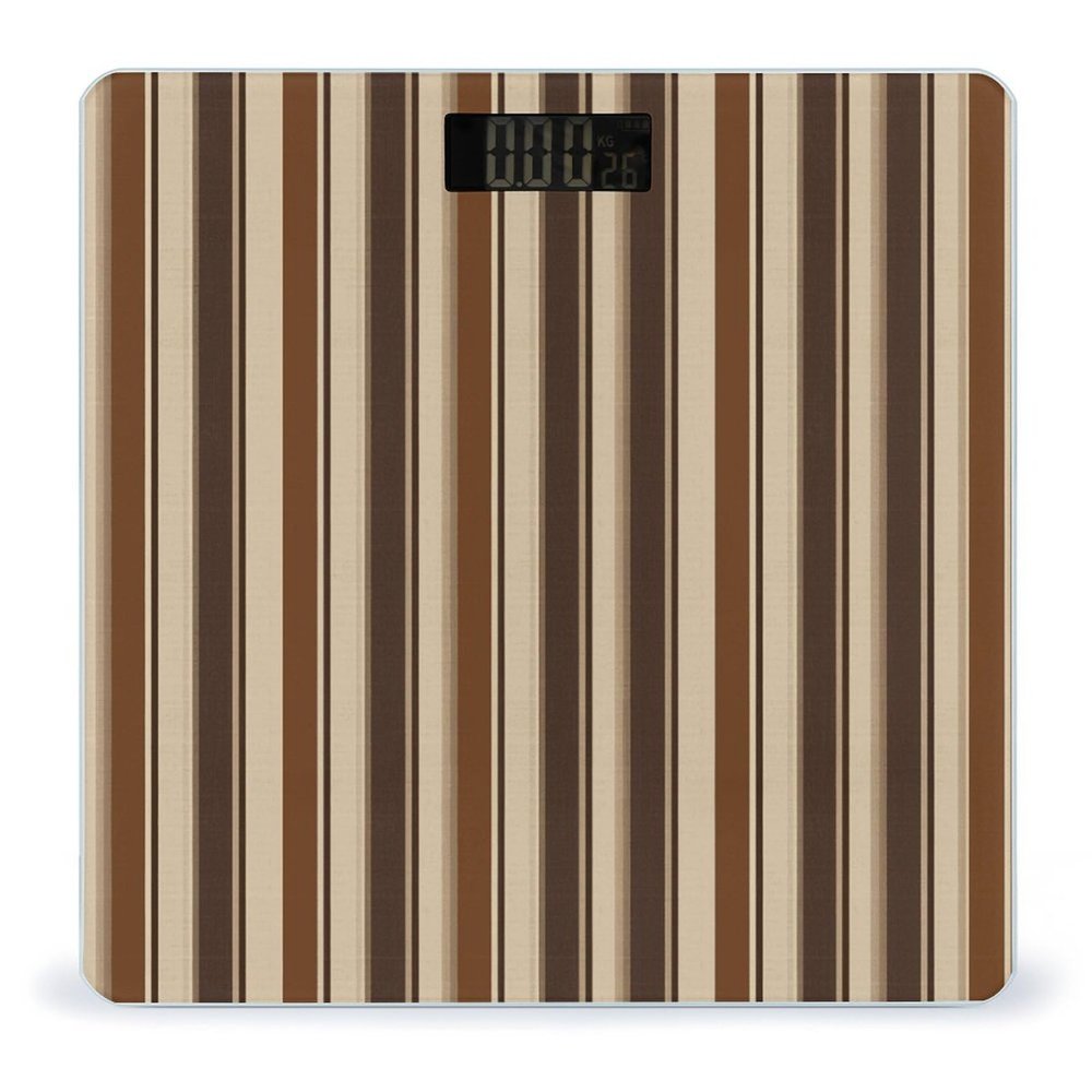 Brown Stripe Digital Bathroom Scale for Body Weight with High Precision Digital Weighing Scale with BMI Clear LCD Display and Step-On Measures Weight Up to 180kg