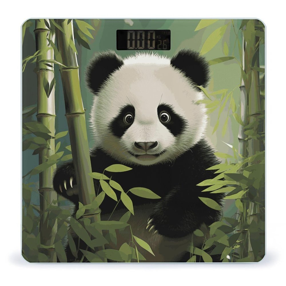 Curious Baby Panda Digital Bathroom Scale for Body Weight with High Precision Digital Weighing Scale with BMI Clear LCD Display and Step-On Measures Weight Up to 180kg