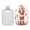 Santa Claus Plaid Hot Water Bottle with Soft Fleece Cover Hot Water Bag for Neck and Shoulder Pain Relief Hot and Cold Therapies-S view 2