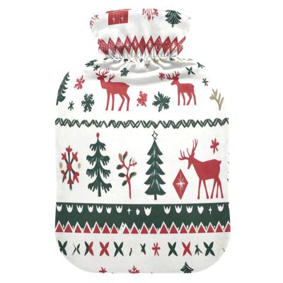 Christmas Elements Hot Water Bottle with Soft Fleece Cover Hot Water Bag for Neck and Shoulder Pain Relief Hot and Cold Therapies-S
