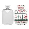 Christmas Elements Hot Water Bottle with Soft Fleece Cover Hot Water Bag for Neck and Shoulder Pain Relief Hot and Cold Therapies-S view 2