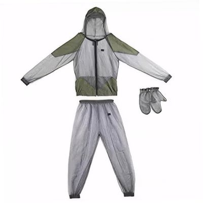Anti Mosquito Clothing|1 Set Mosquito Suit Translucent Breathable Anti Clothing with Zipper - Jacket Hood & Pants & Gloves Lightweight Mesh L