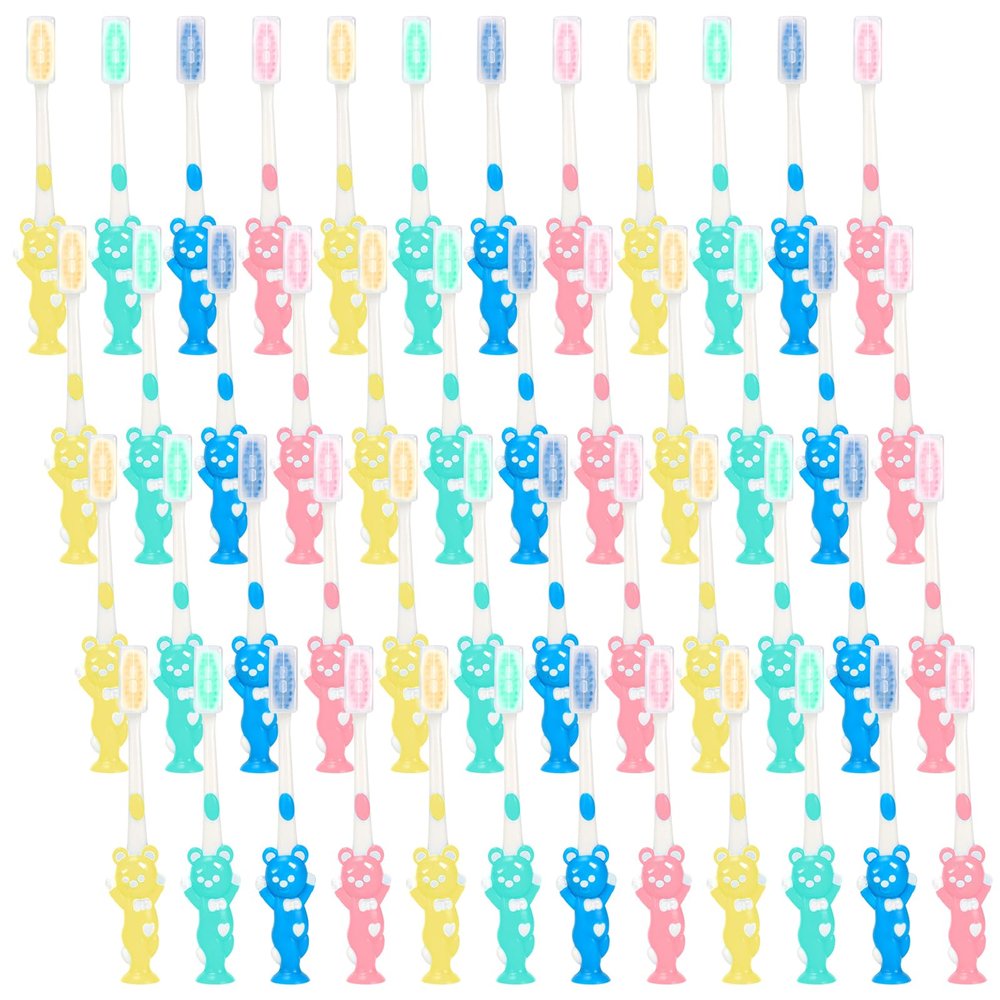 100 Pack Children's Toothbrushes Bulk, Individually Wrapped Soft Bristles Manual Toothbrushes for Kids, Cute Animal Kids Toothbrush for Nursery School Camp Dental Giveaways (4 Colours)