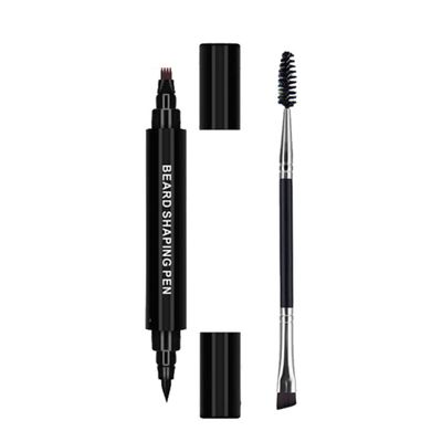 2PCS Beard Filler Pen Pencil Brush Filling Kit Long-lasting Waterproof Black for Gaps Thin Patchy Men
