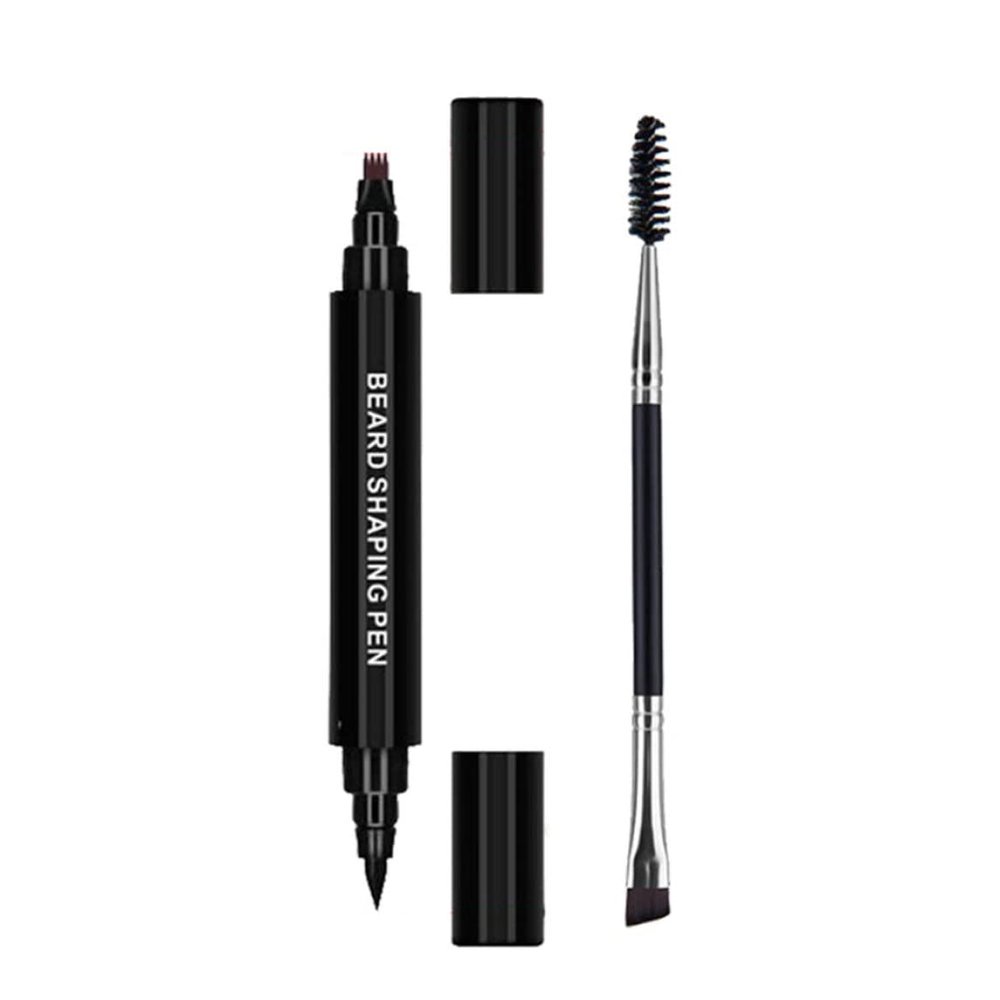 2PCS Beard Filler Pen Pencil Brush Filling Kit Long-lasting Waterproof Black for Gaps Thin Patchy Men