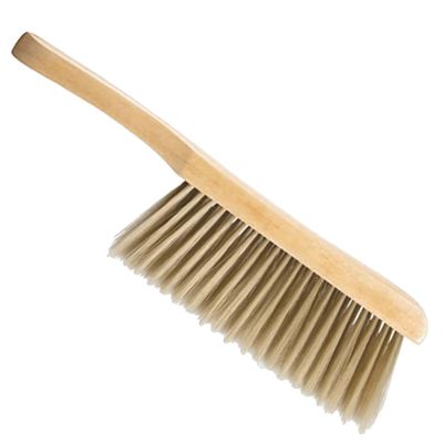 TEHAUX Comfortable Hand Brush for Sweeping Tiny Particles Soft Upholstery Dusting Brush with Wood Handle for Bedroom and Furniture Cleaning