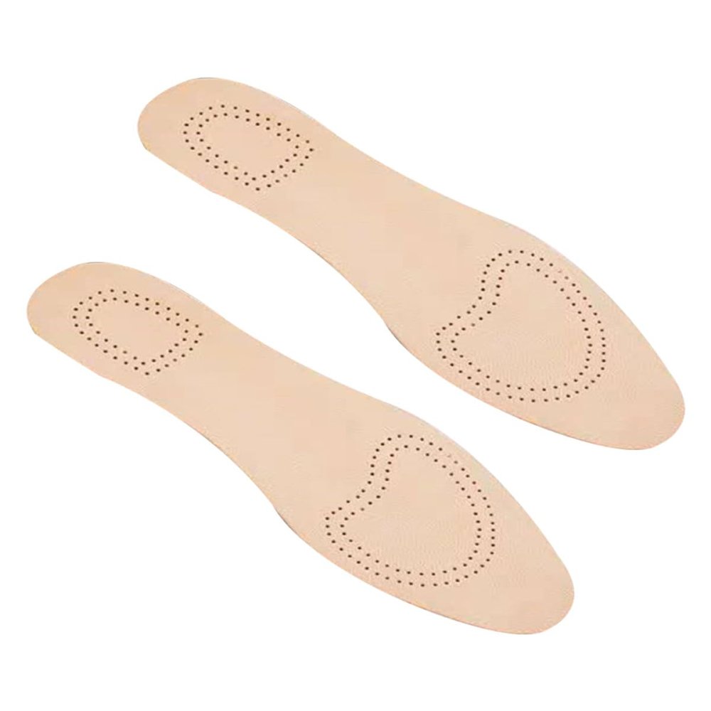 Sheepskin Leather Shoe Insoles 1 Pair Beige Breathable Odour-reducing