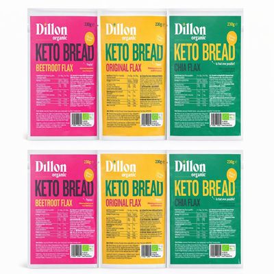 Dilllon Keto Bread Mixed Selection | Gluten Free Low Carb Loaf | 6 Pack Original, Flax, Chia Flax & Beetroot Flax