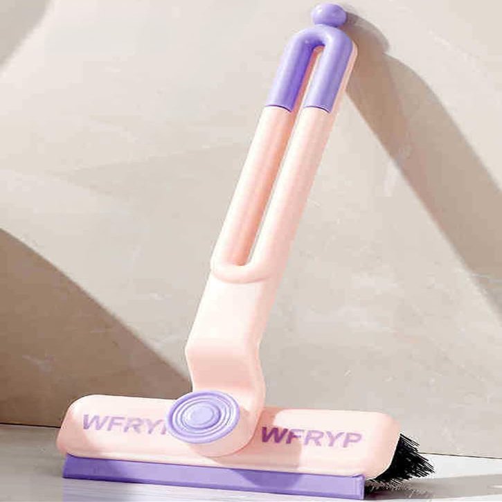 2 PCS Upgrade Multi-Function Rotating Crevice Gap Cleaning Brush,Hand-held 360 No Dead Corners Household Cleaner Tool for Bathroom Kitchens Tile (Pink)
