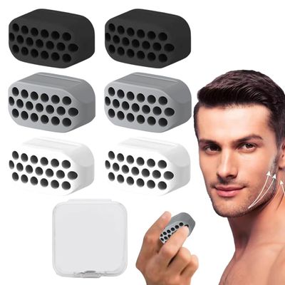 6 Pieces Jaw Trainer, Jaw Liner Trainer, Silicone Jaw Exerciser for Men and Women, Jawline Trainer Device Neck Reinforcement Device Neck Face Chewing Tool