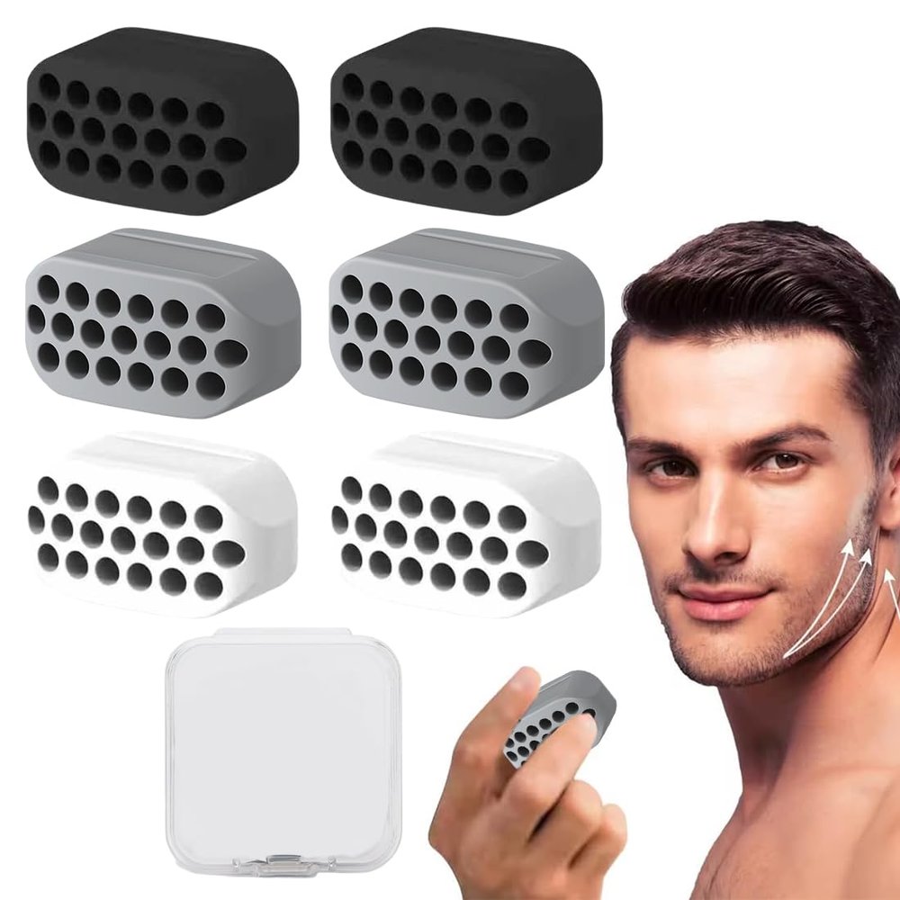 6 Pieces Jaw Trainer, Jaw Liner Trainer, Silicone Jaw Exerciser for Men and Women, Jawline Trainer Device Neck Reinforcement Device Neck Face Chewing Tool