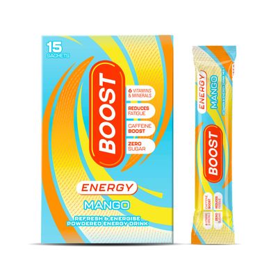 Boost Energy Powder Mango, 6 Pack, 5g Sachets