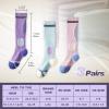 Cotton Compression Socks for Women, 3 Pairs 15-20mmHg Graduated Support Medical Stockings, Knee High Socks for Athletics Running Travel Nursing Flight CirculationPink view 3