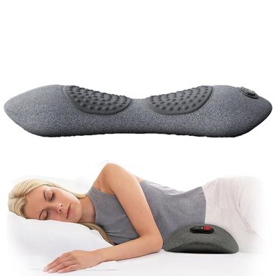 3-in-1 Back Massager Lumbar Pillow, Deep Electric Lumbar Massager, with Heat, Vibration & Traction Backs Massager, Idea Corded, for Home,Office,Car, Suitable for Both Father and Mother (Gray)