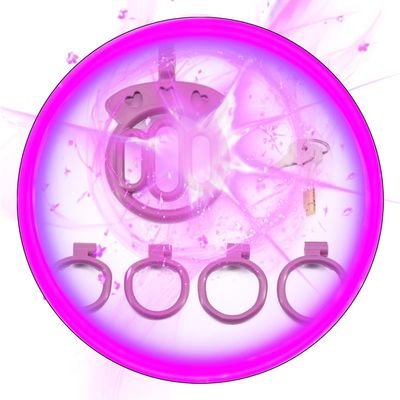 Adjustable Male Flat Cage With 4 Size Rings, Special Training Cage For Male D9Purple