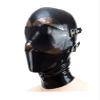CHBYUOMLJIK Latex Mask Rubber Hood Cosplay Headgear with Detachable Blindfold and Mouthfold Back Zip Handmade,Black,XL view 3