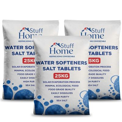 Home Stuff Water Softener Salt Tablets 25kg (Pack of 3) High-Purity Food-Grade Salt for All Water Softeners, Fast-Dissolving, Limescale Protection, Hard Water Treatment, Compatible with All Machines