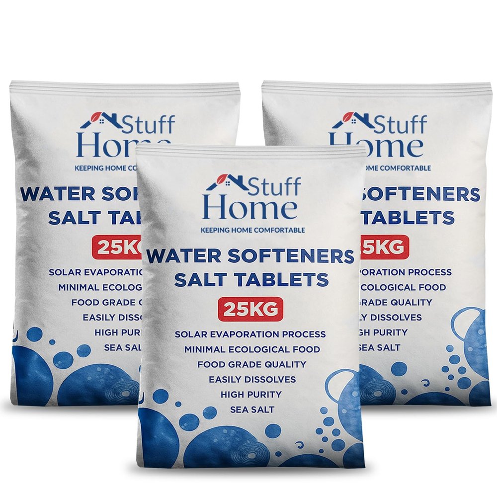 Home Stuff Water Softener Salt Tablets 25kg (Pack of 3) High-Purity Food-Grade Salt for All Water Softeners, Fast-Dissolving, Limescale Protection, Hard Water Treatment, Compatible with All Machines