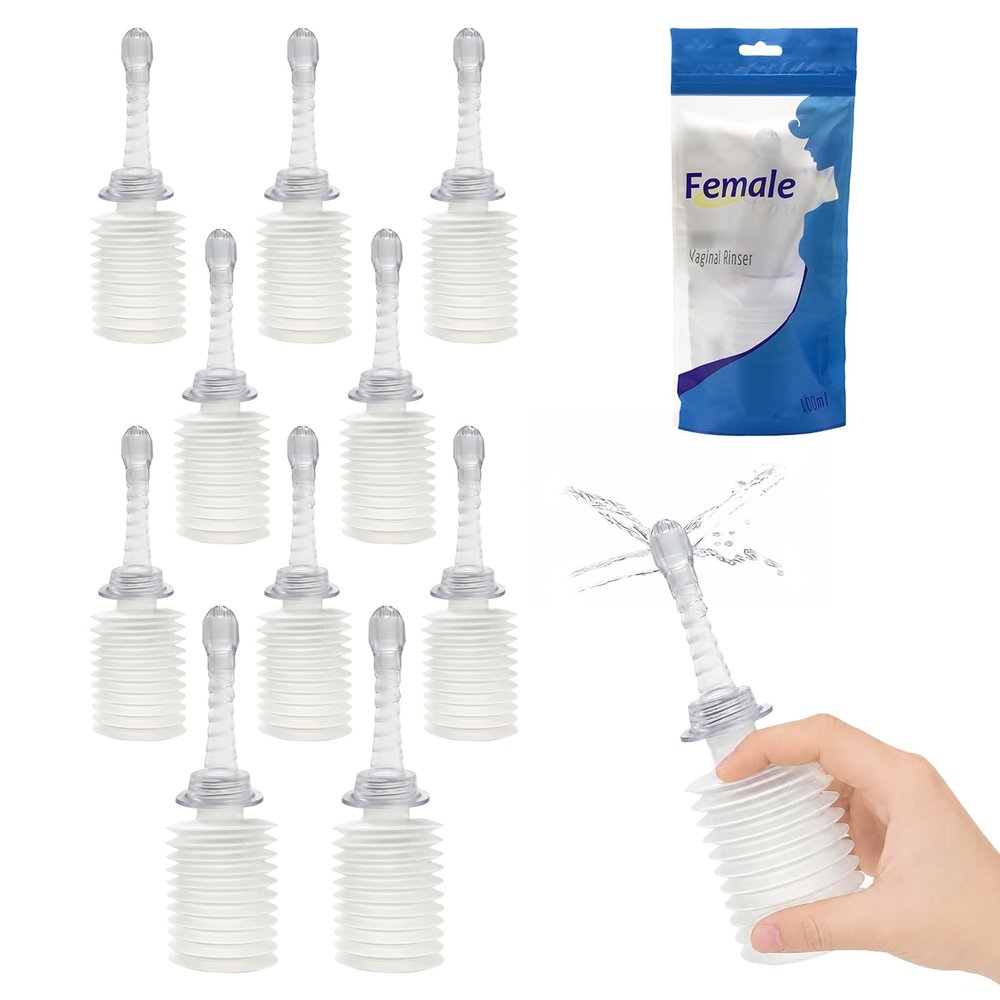 10 Pack Douche Bottles for Women, 100ml Disposable Enema Applicator Bottles with Soft Nozzle, Gentle Flow Personal Cleaning Kit for Men & Women, Portable Single-Use Bottles