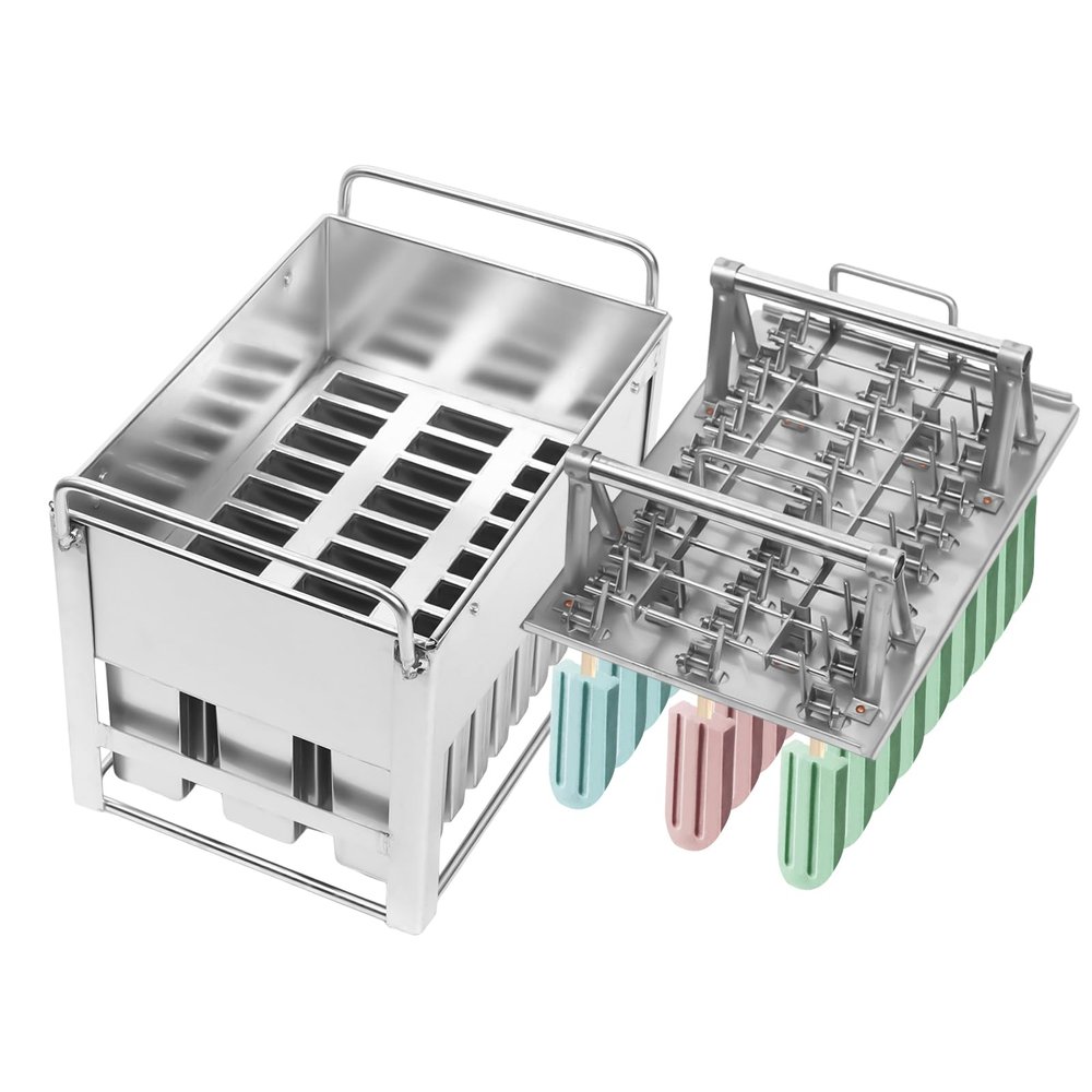Stainless Steel Ice Lolly Popsicle Molds Kit, Large Capacity Popsicle Ice Cream Stick Holder(30PCS 115g Suqare)