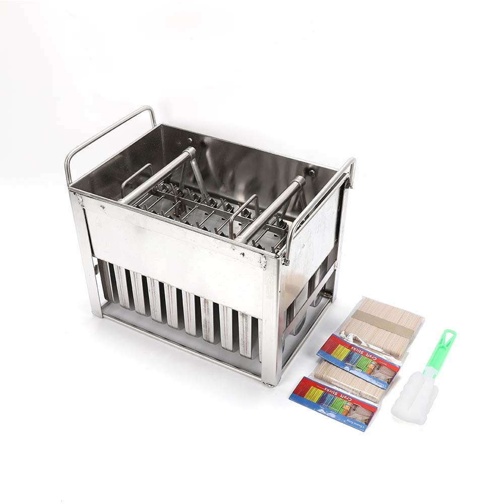 30PCS Stainless Steel Ice Cream Pop Molds Frozen Popsicle Maker Lolly Mould Ice Cream Stick Holder + Cleaning Brush