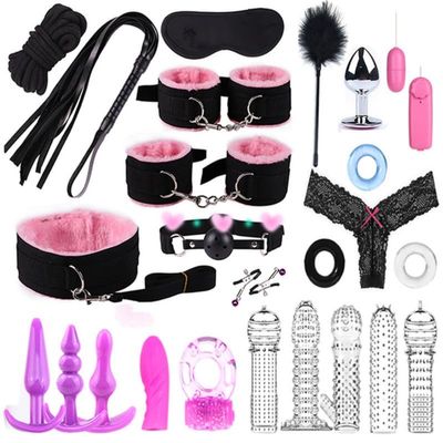 25-Piece Pink Couple Yoga Training Set, Adjustable Nylon Fitness bands for Couples Practice, Soft Indoor Workout Gear
