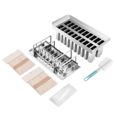 Flat Head Flat Plate Ice Pop Mold,Home/Commercial Ice Lolly Moulds, Ice Cream Mold w/Sticks(20Pcs 85g/0.19lbs Round Head Double Groove)