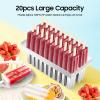 Flat Head Flat Plate Ice Pop Mold,Home/Commercial Ice Lolly Moulds, Ice Cream Mold w/Sticks(20Pcs 85g/0.19lbs Round Head Double Groove) view 2