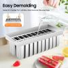 Flat Head Flat Plate Ice Pop Mold,Home/Commercial Ice Lolly Moulds, Ice Cream Mold w/Sticks(20Pcs 85g/0.19lbs Round Head Double Groove) view 4