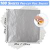 Aieraczy 100 Sheets Insulation Sandwich Wrapping Paper Aluminum Foil Sheets, 12" x 12" Pre-Cut Foil Sheets for Food, Sandwich Paper Wraps, for Burrito Wrappers, Hamburger Hot Dogs BBQ view 2