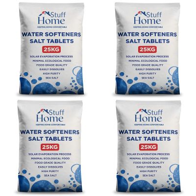 Home Stuff Water Softener Salt Tablets 10kg Pack of 4 High-Purity Food-Grade Salt for All Water Softeners, Fast-Dissolving, Limescale Protection, Hard Water Treatment, Compatible with All Machines