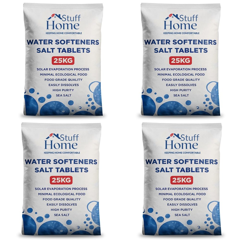 Home Stuff Water Softener Salt Tablets 10kg Pack of 4 High-Purity Food-Grade Salt for All Water Softeners, Fast-Dissolving, Limescale Protection, Hard Water Treatment, Compatible with All Machines