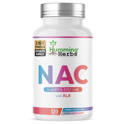 Humming Herbs N Acetyl Cysteine 400mg and Alpha Lipoic Acid 50mg -120 Vegan Capsules