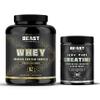 Beast Whey Protein Powder 2kg + Creatine 500g 2 Pack Bundle for Strength and Muscles - Vanilla Whey and Unflavoured Creatine view 1