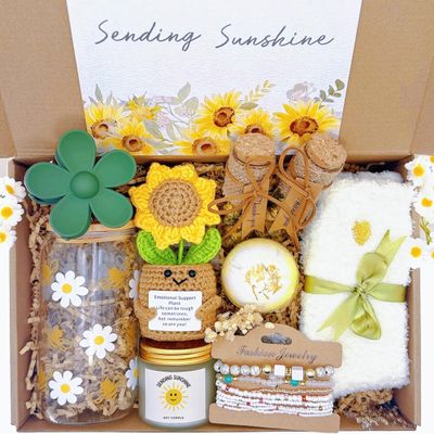 Self Care Gifts for Women Birthday Gift Basket, Sending Sunshine Care Package Get Well Soon Spa Gift Basket, Sympathy Gifts Thinking of You for Women Mom Best Friend
