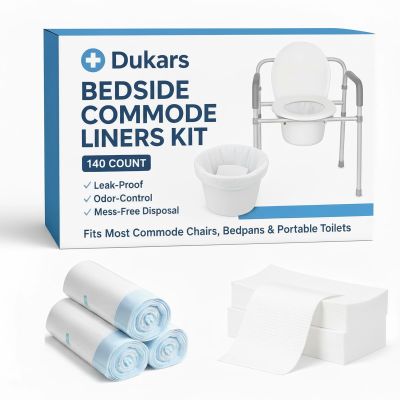 140 Pack Bedside Commode Liners 60 Strong Toilet Bags + 80 Absorbent Pads, Leak-Proof Disposable Potty Chair Liners for Commode, Bedpan & Camping Toilets