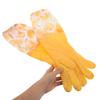 Beaupretty 2 Pairs Winter Kitchen Dishwashing Gloves with Plush Lining Insulated Long Cuff Hand Sleeves for Household and Commercial Cleaning Orange Green view 4