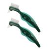 IWOWHERO 2pcs Double Sided Denture Toothbrush with Firm Nylon Bristles, Hard Bristle Brush for Deep Cleaning False Teeth and Dental Appliances, Portable Dual Head Design for Daily Use view 1
