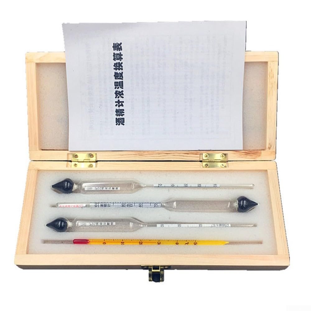 Authentic Wooden Box Baijiu Meter Kit Essential Tool for Liquor Testing