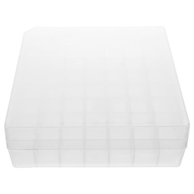 HIAKDOFT Vial Storage Case with Lid 49 Compartment Plastic Test Tube Organizer Secure Microtube Holder for Essential Oils Laboratory and Fridge Storage Modular Vial Organizer Box