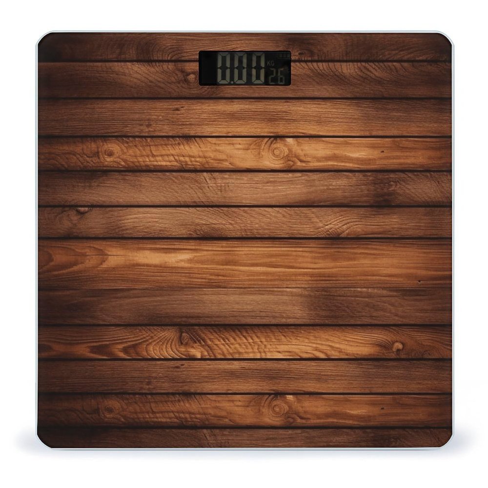 Brown Wooden Bathroom Scale Weight Scale for Body Weight,Highly Accurate Digital Weighing Machine Clear LED Display Digital Bathroom Body Scale 400lb/182kg