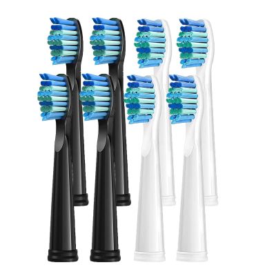 8pcs Replacement Brush HeadsCompatible for Toothbrush Head Bristle Refill(4Black 4White)