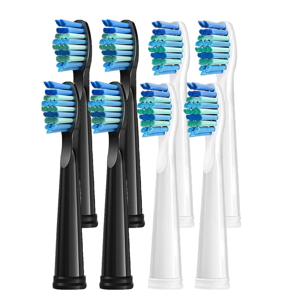 8pcs Replacement Brush HeadsCompatible for Toothbrush Head Bristle Refill(4Black 4White)