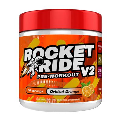 Rocket Ride Pre-Workout V2 360g Extreme Energy & Focus High Stim Caffeine Smooth Mix & Incredible Flavours | 30 Servings (Orbital Orange)
