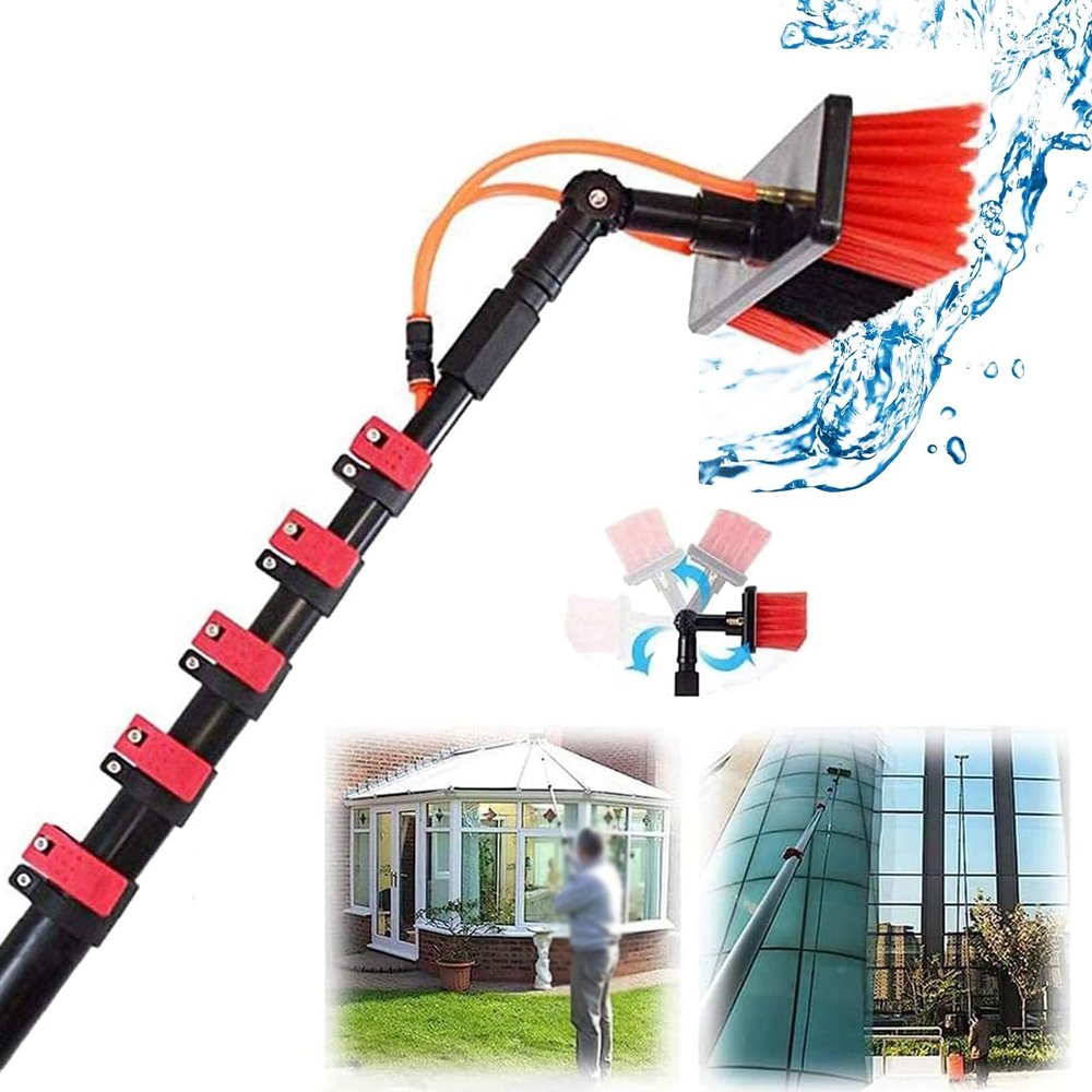 LWJSOCP Telescopic Solar Panel Cleaning Brush with 7.2m Water Fed Pole - 35cm Head for Efficient Photovoltaic Panel Maintenance and Window Cleaning Solutions