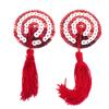 1 Pair Charming Heart Round Tassel Sequin Reusable Nipple Breast Cover PastiesFashion Design view 1