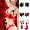 1 Pair Charming Heart Round Tassel Sequin Reusable Nipple Breast Cover PastiesFashion Design view 2