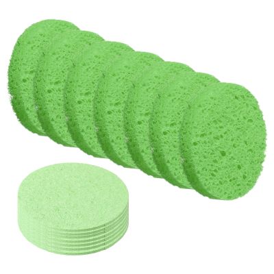 sourcing map 20Pcs Cellulose Sponges, Round Kitchen Clean Sponges, Green