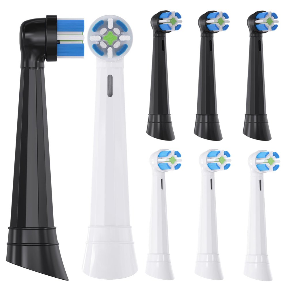 8 Pack Replacement Toothbrush Heads Compatible with Oral-B iO 3/4/5/6/7/8/9/10 Series Ultimate Clean Electric Toothbrush,for Oral-B iO Electric Toothbrush (Black+White, M)